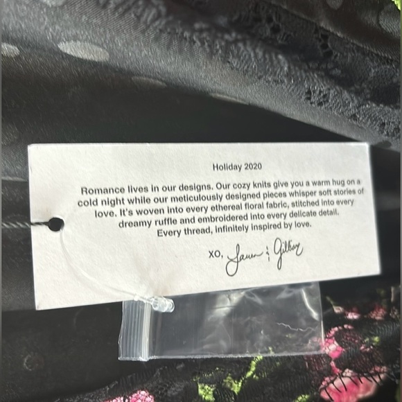 M For Love and Lemons Black Fluer Embroidered Floral Robe ruffled Mini Dress - Picture 6 of 8